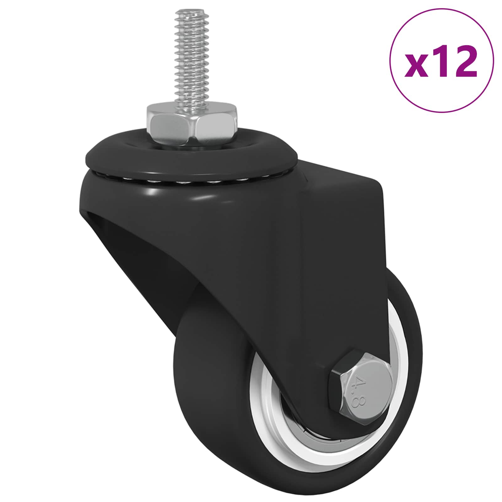 Zwenkwiel 12 pcs Zwart M6 mm IJs en nylon