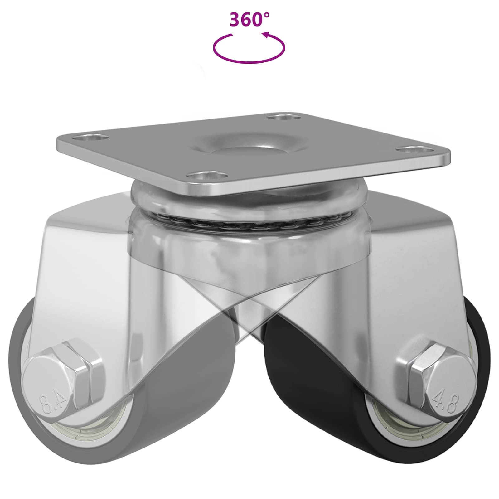 Caster 2 pcs Zilver 50 mm Nylon