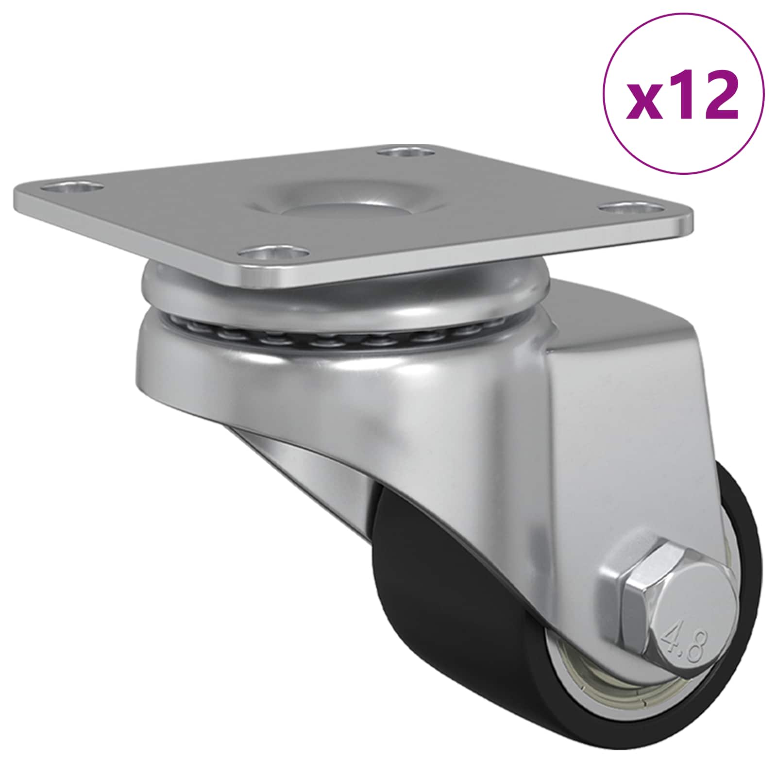 Caster 12 pcs Zilver 50 mm Nylon