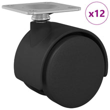 Zwenkwiel 12 pcs Zwart 54 mm Ijzer en PP