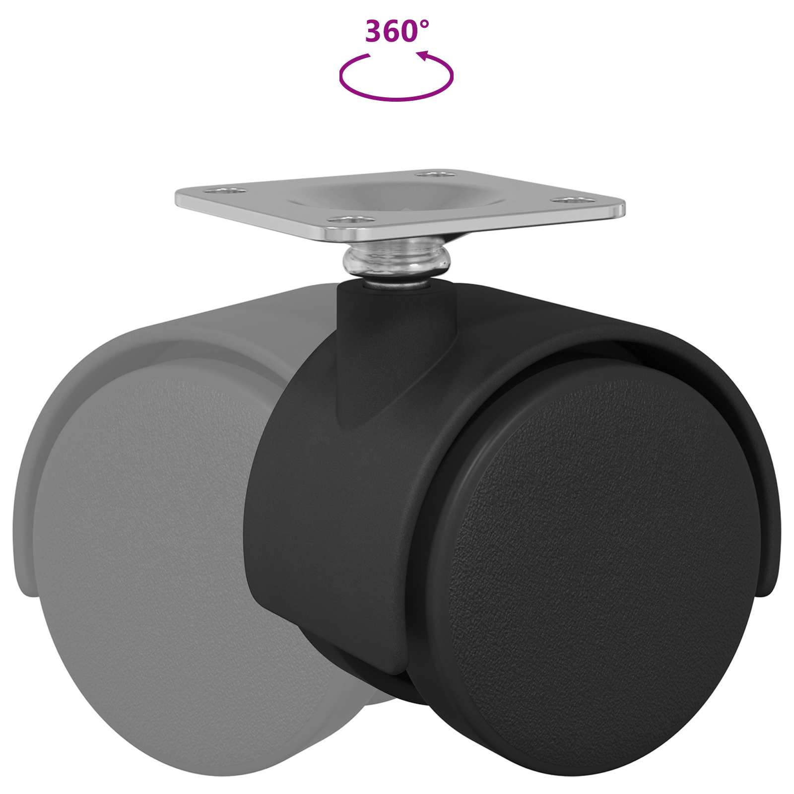 Zwenkwiel 12 pcs Zwart 54 mm Ijzer en PP
