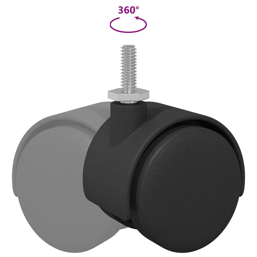 Caster 2 pcs Zwart en Zilver 37,8 x 40 mm Ijzer en PP