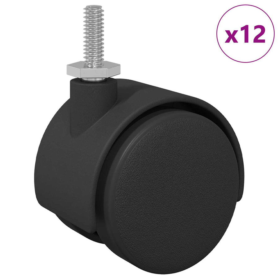 Caster 12 pcs Zwart en Zilver 37,8 x 40 mm Ijzer en PP