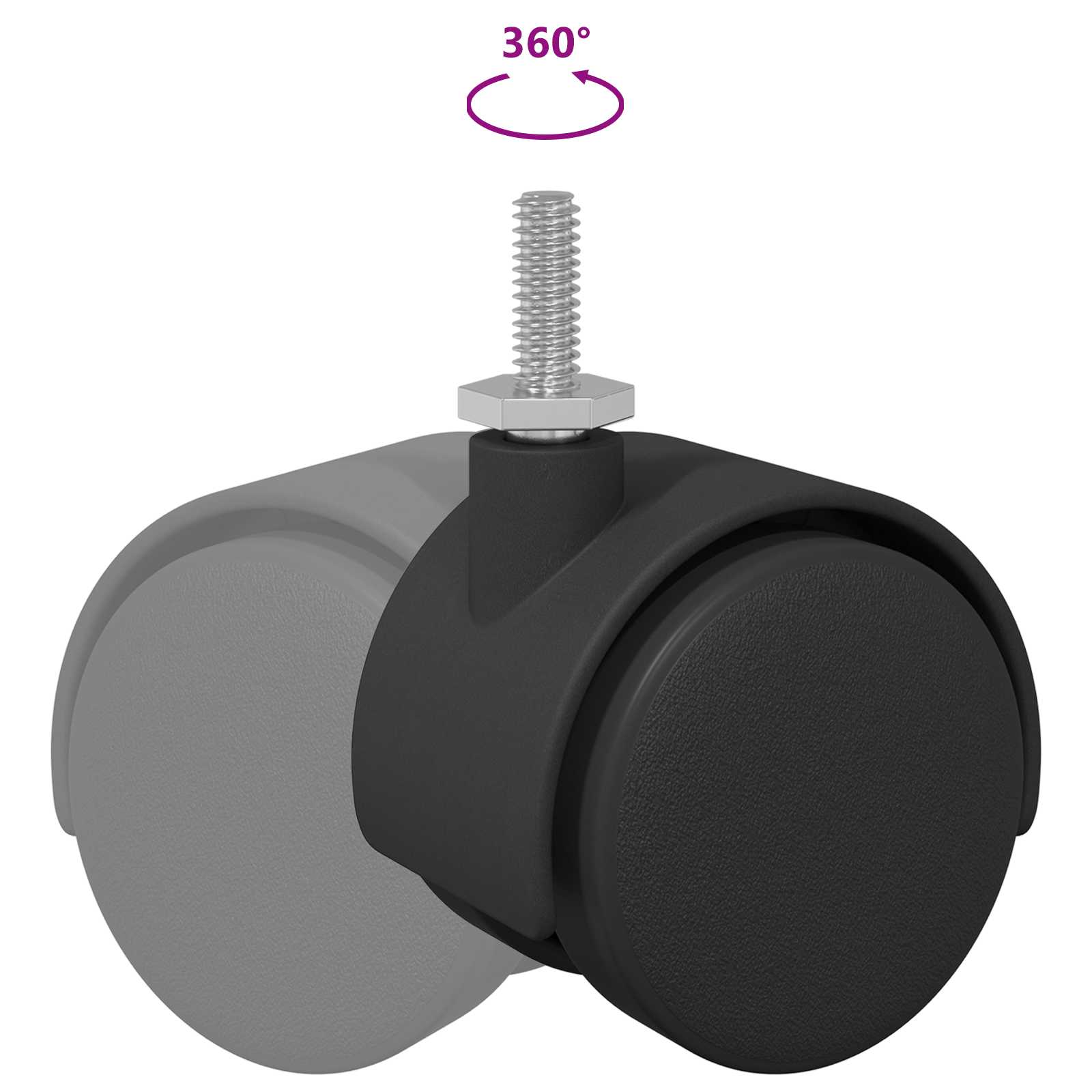 Caster 12 pcs Zwart en Zilver 37,8 x 40 mm Ijzer en PP