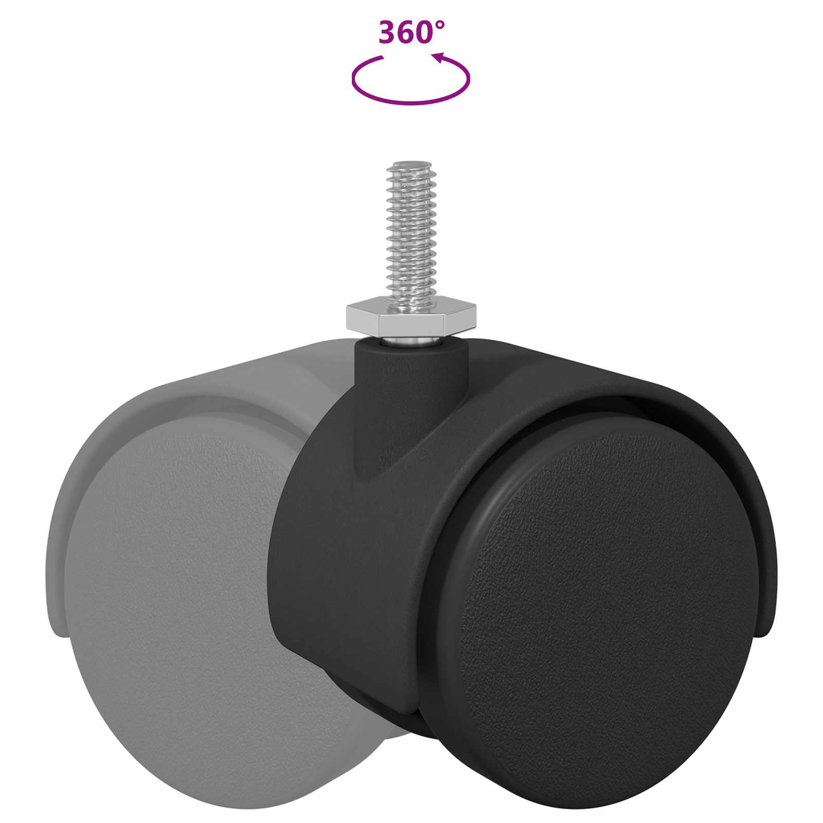 Wielen 2 pcs Zwart 40,1 x 40,1 x 37,8 mm PP en IJzer