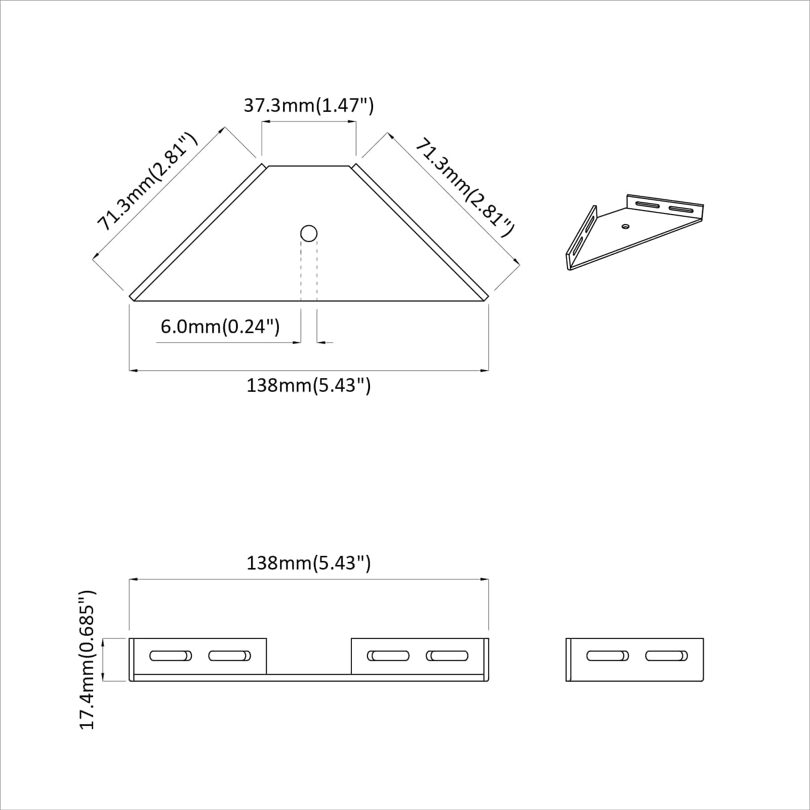 Hoekbeugel 2 pcs Zwart 138,5 x 50,5 x 16 mm IJzer