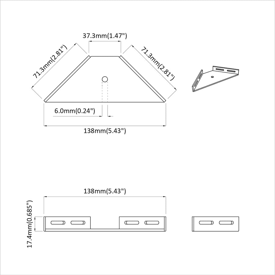 Hoekbeugel 12 pcs Zwart 138,5 x 50,5 x 16 mm IJzer