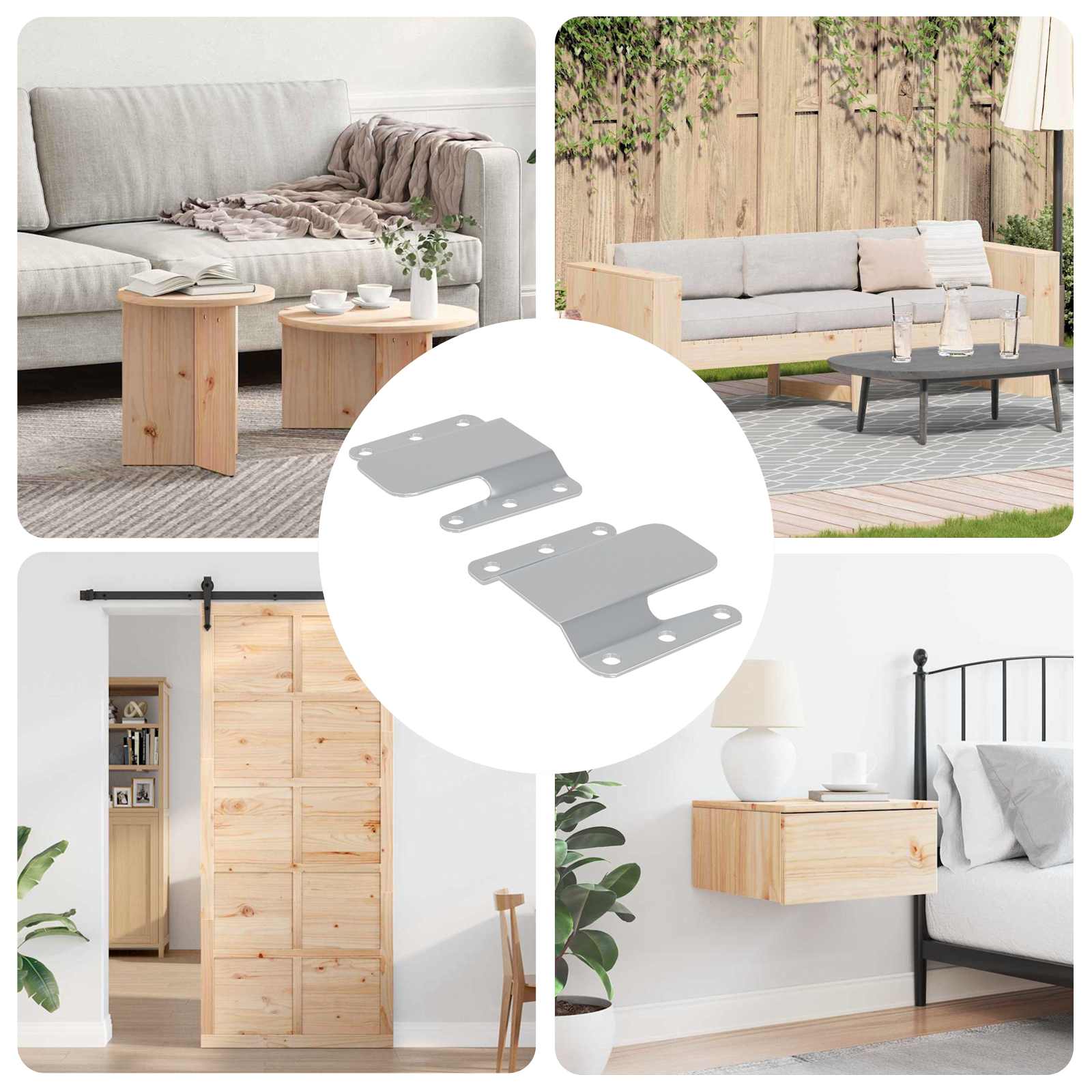 Flush Mount Beugel 2 pcs Zilver 75 x 66 mm Staal