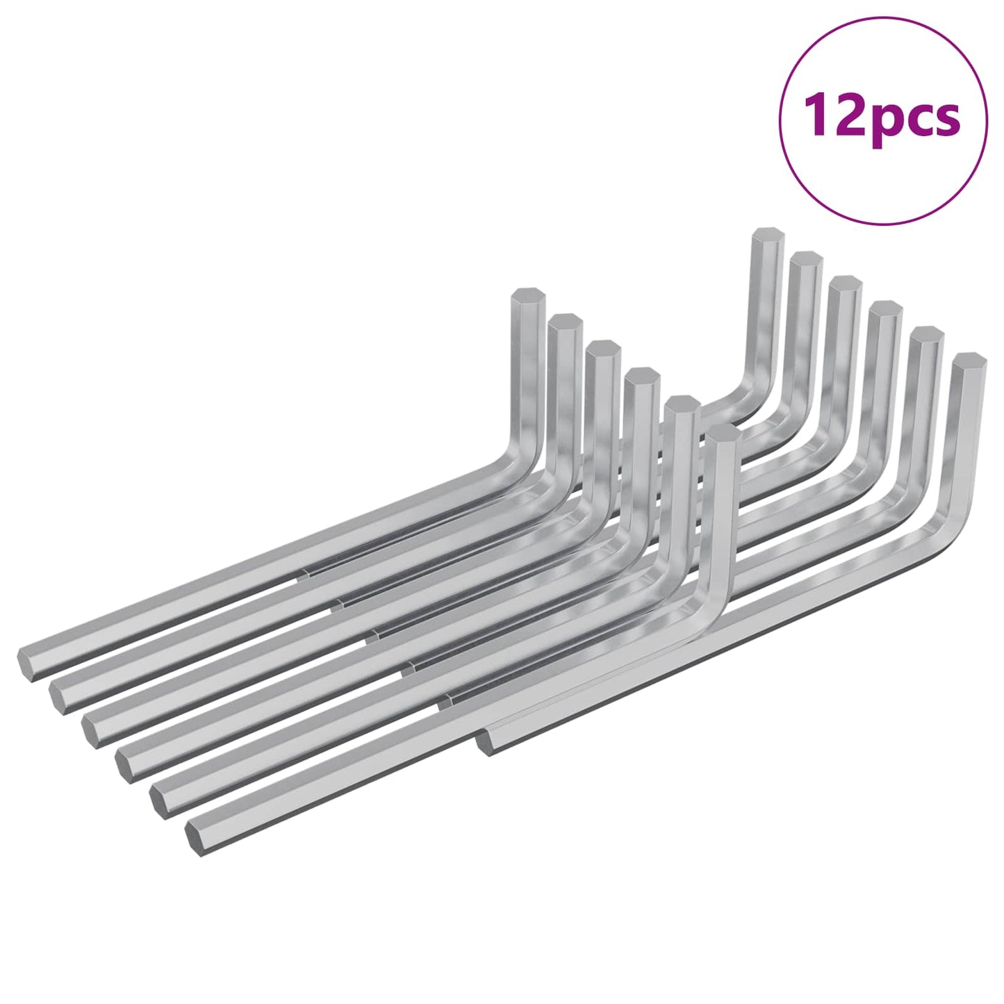 Zeskantsleutel 12 pcs Zilver 32 x 86 mm Staal