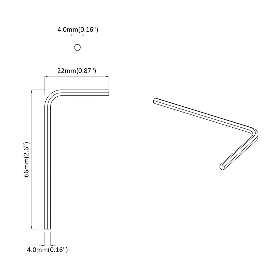 Zeskantsleutel 2 pcs Zilver 32 x 86 mm Staal
