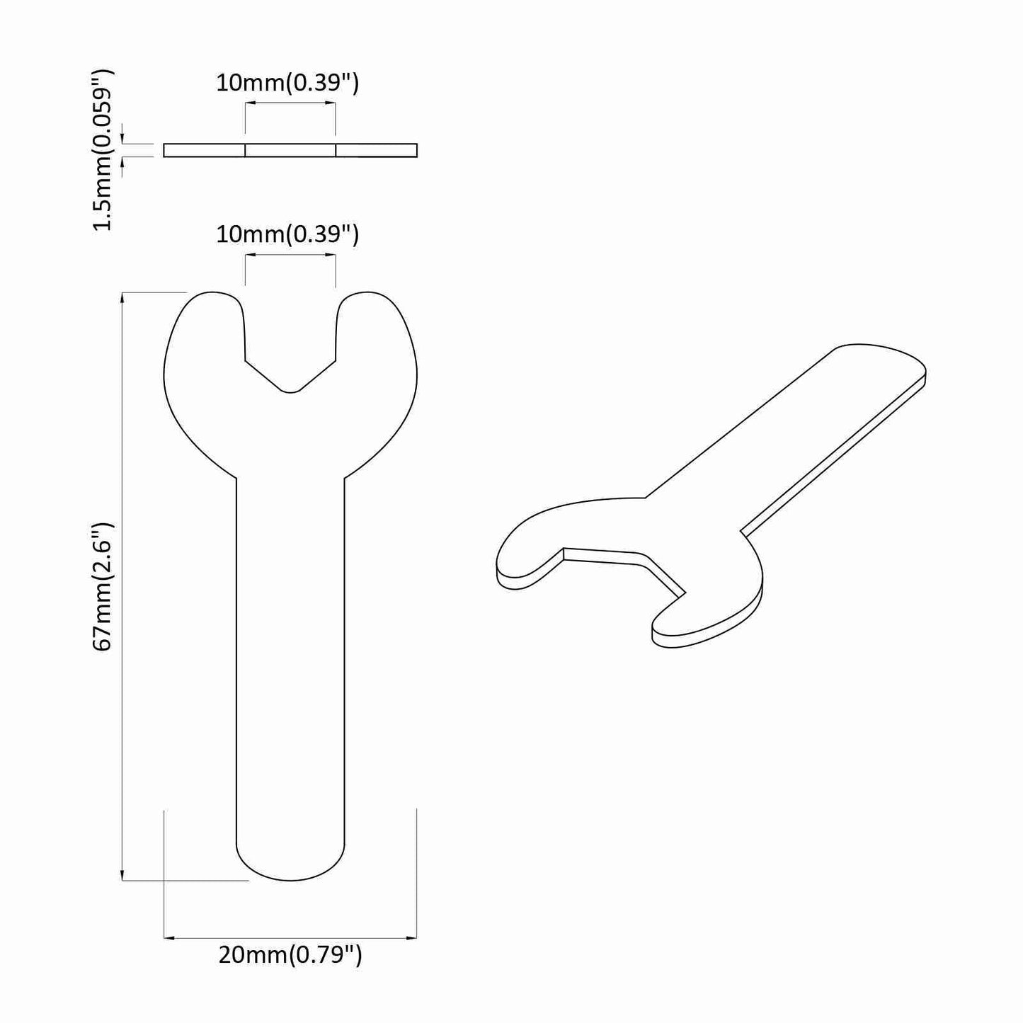 Schroefsleutel 12 pcs Zilver 10 mm IJzer