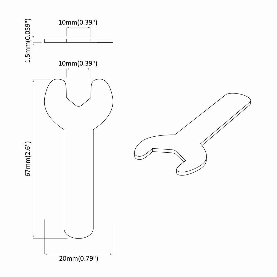 Schroefsleutel 2027 pcs Zilver 10 mm IJzer