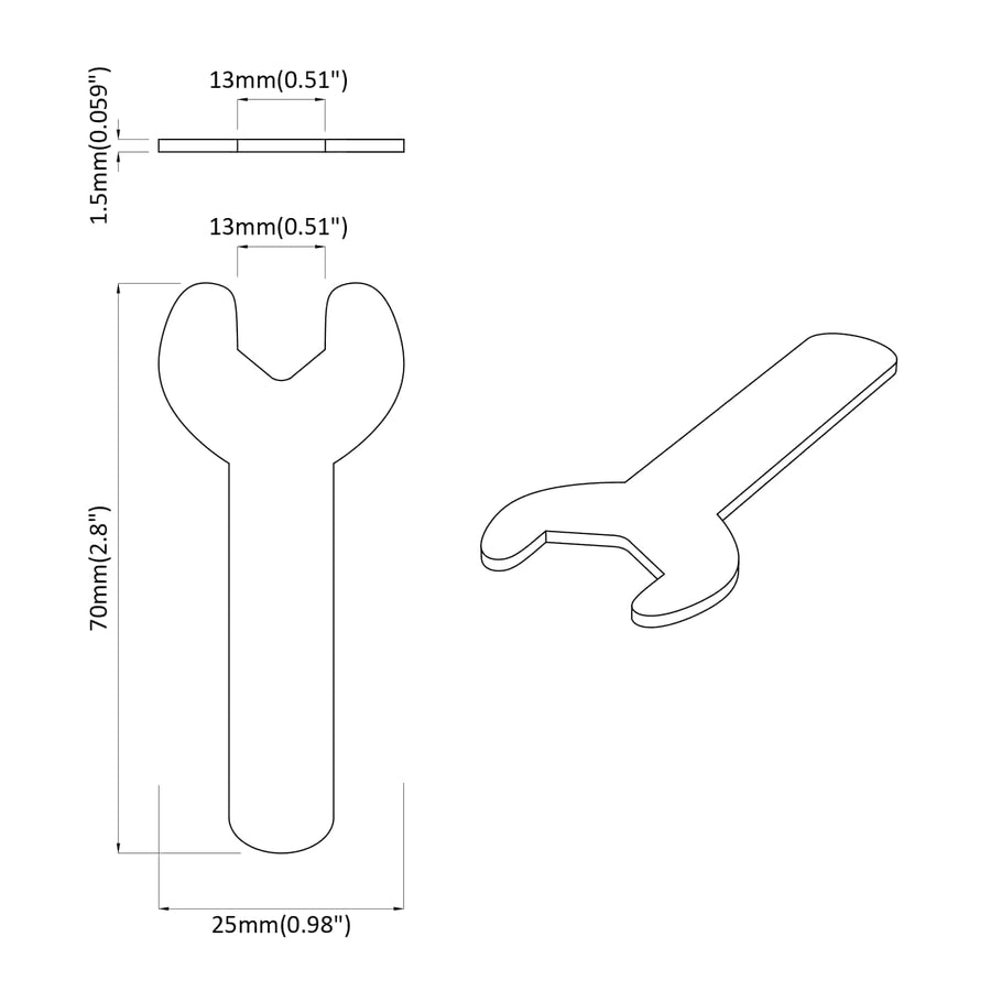 Schroefsleutel 2 pcs Zilver 13 mm IJzer