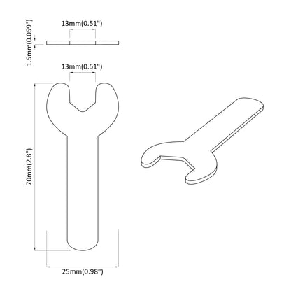 Schroefsleutel 12 pcs Zilver 13 mm IJzer