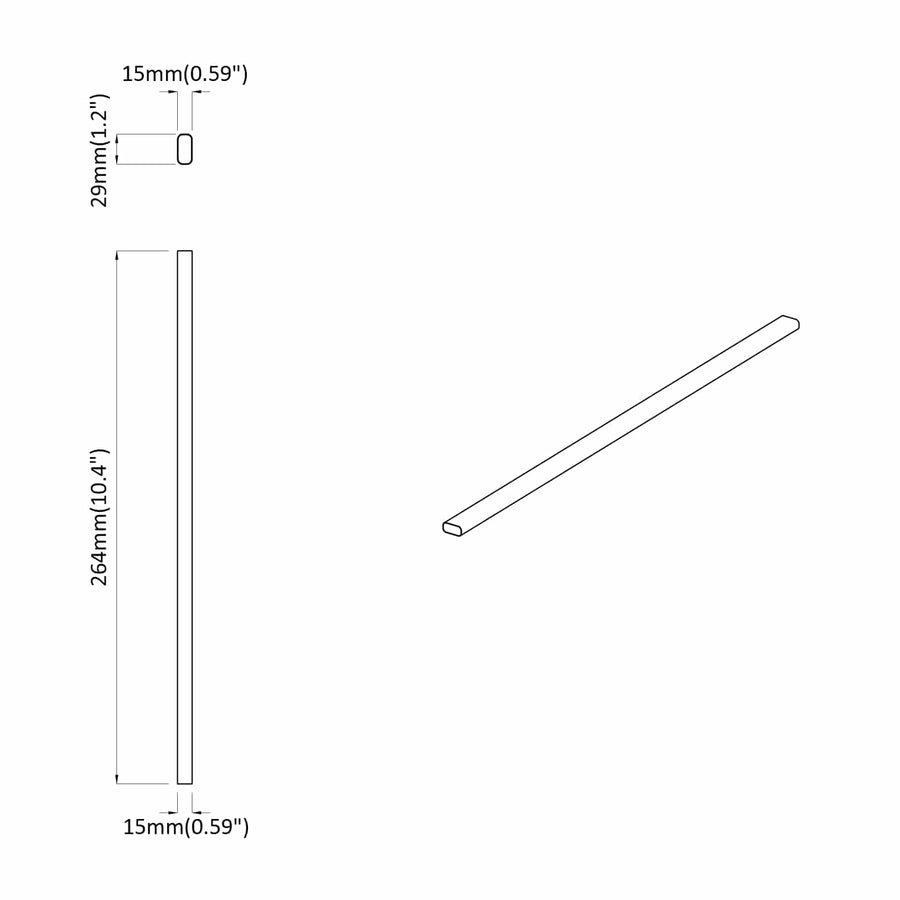 Kaststaaf 2 pcs Zilver 764 x 15 x 29 mm Aluminium Legering
