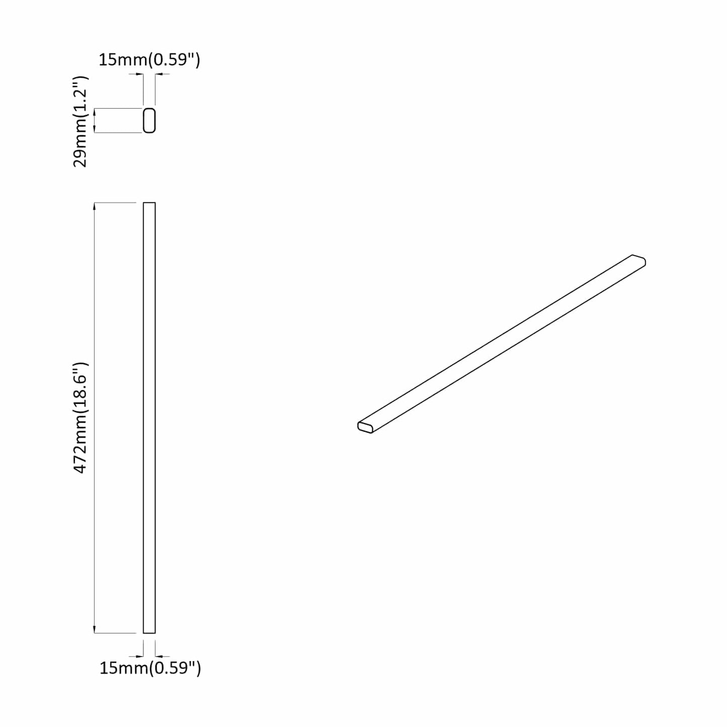 Kaststaaf 2 pcs Zilver 764 x 15 x 29 mm Aluminium Legering