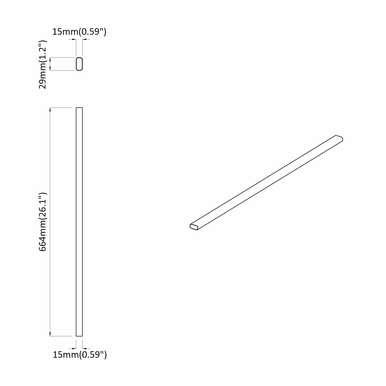 Kaststaaf 2 pcs Zilver 764 x 15 x 29 mm Aluminium Legering