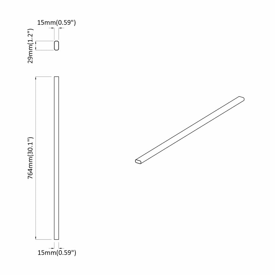 Kaststaaf 12 pcs Zilver 764 x 15 x 29 mm Aluminium Legering