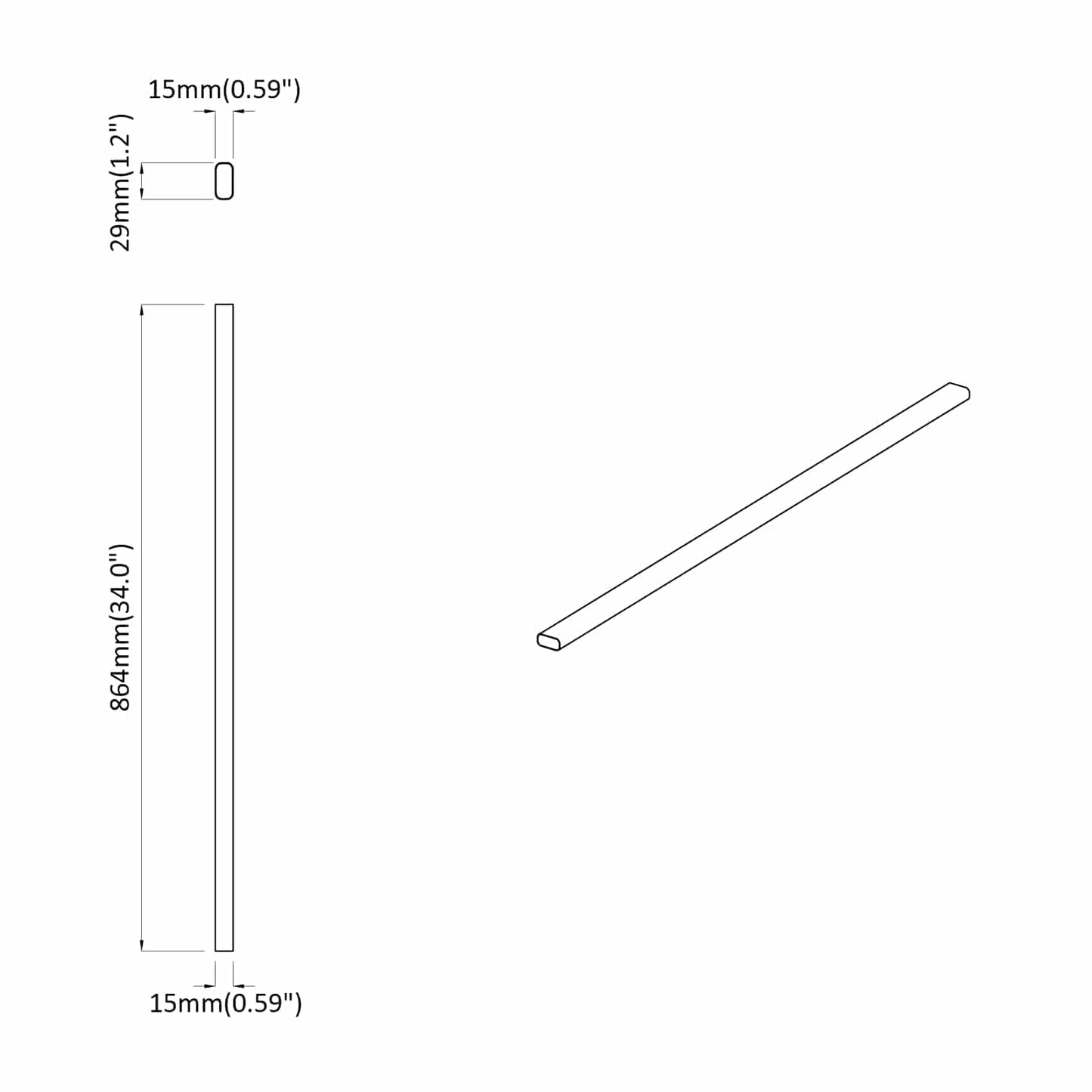 Kaststaaf 2 pcs Zilver 764 x 15 x 29 mm Aluminium Legering