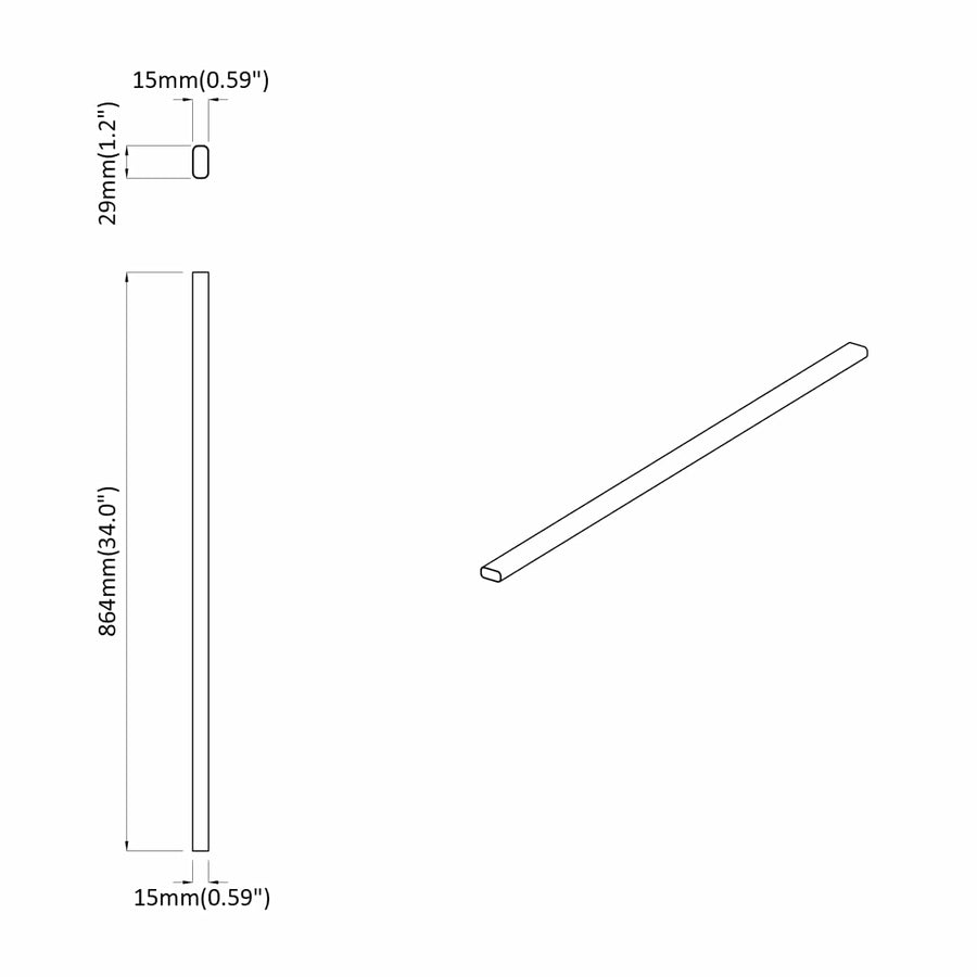Kaststaaf 2 pcs Zilver 764 x 15 x 29 mm Aluminium Legering