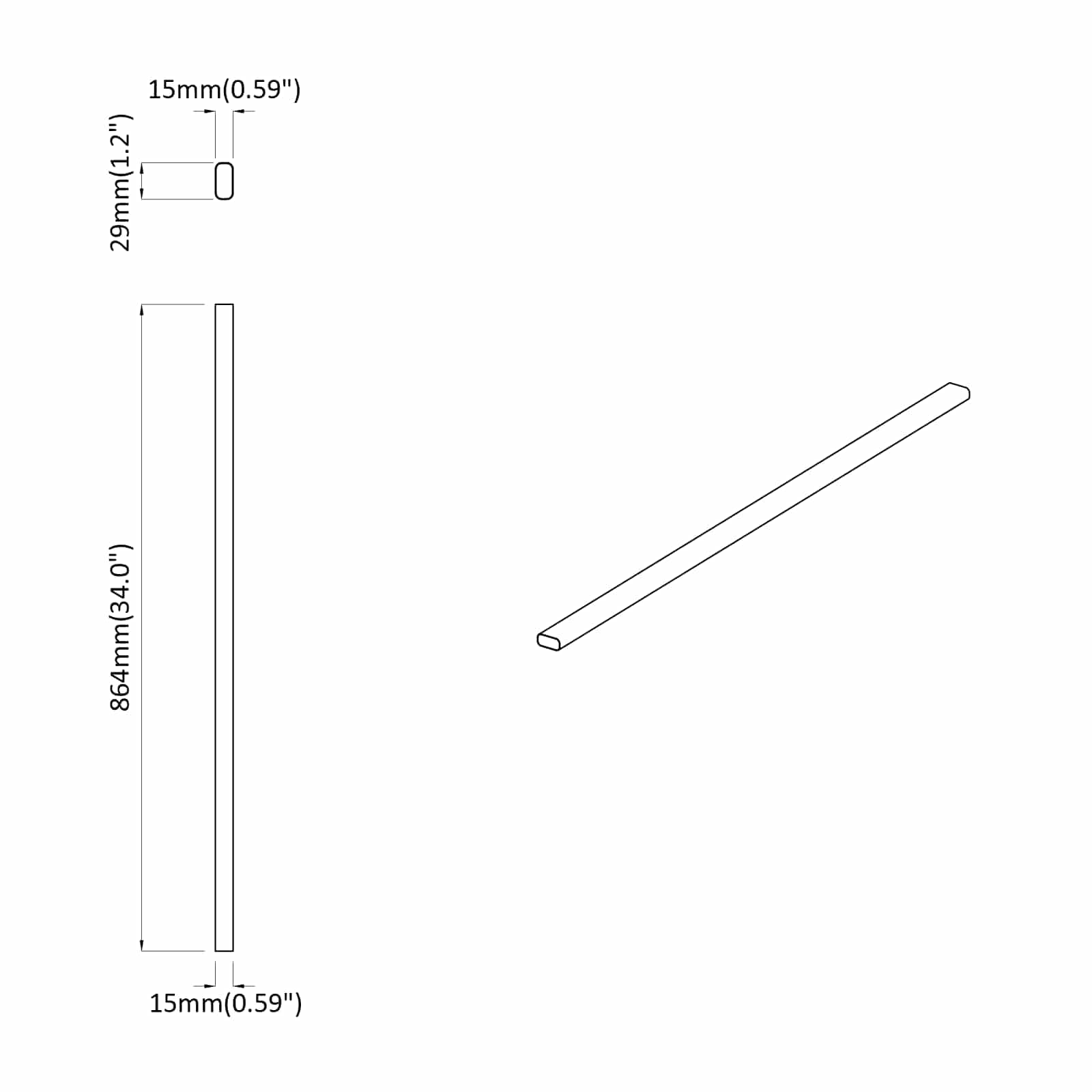 Kaststaaf 12 pcs Zilver 764 x 15 x 29 mm Aluminium Legering