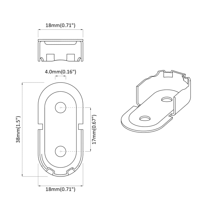 Kast Stang Beugel 2 pcs Wit Zink 40 x 18 x 10 mm IJzer