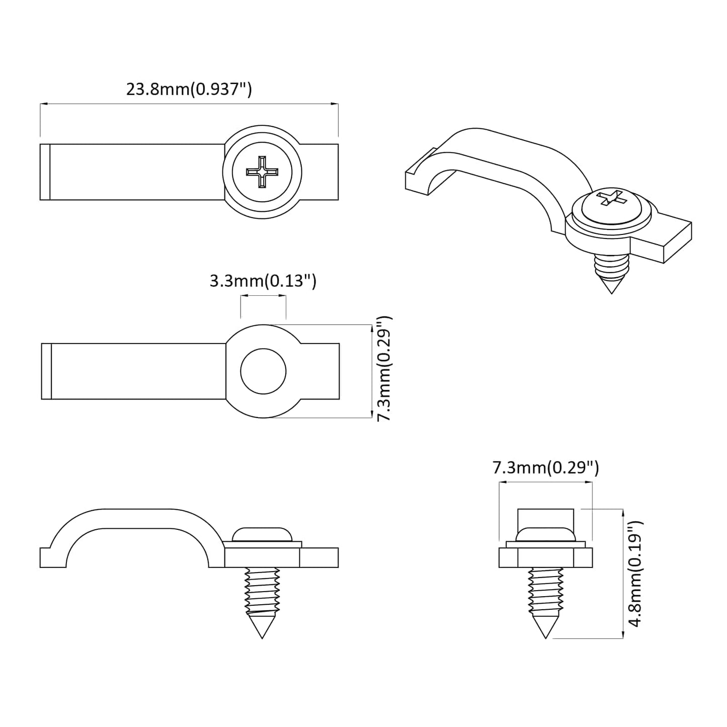 LED Strip Clips 12 pcs Doorzichtig 2 x 1 x 0.5 cm