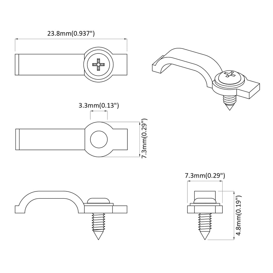 LED Strip Clips 12 pcs Doorzichtig 2 x 1 x 0.5 cm