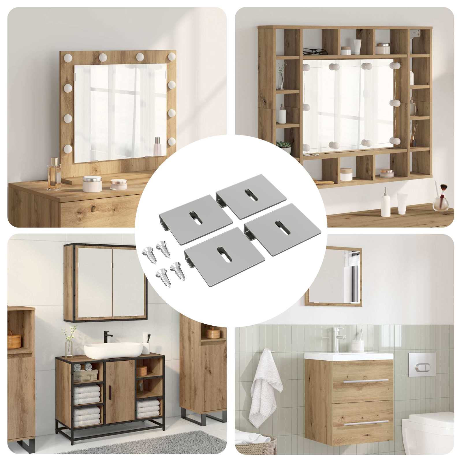 Spiegel Bevestigingsbeugel 12 pcs Nikkel 35 x 30 x 8,3 mm Staal