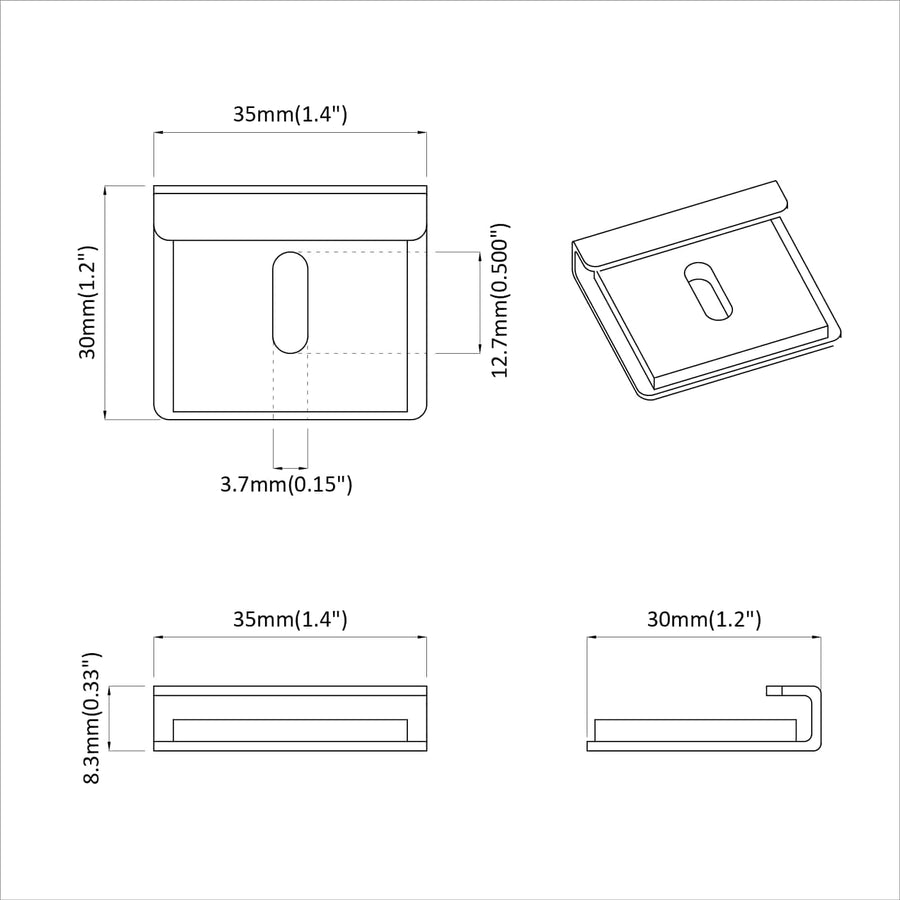 Spiegel Bevestigingsbeugel 340 pcs Nikkel 35 x 30 x 8,3 mm