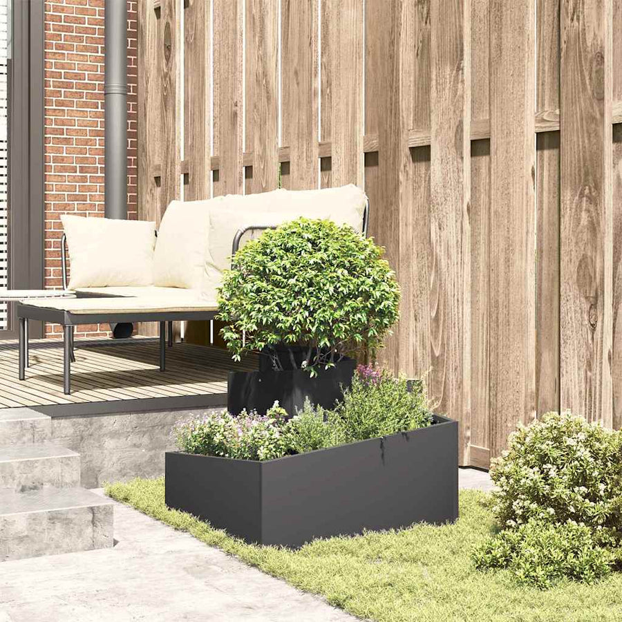 Tuin Bloempot Zwart 60 x 60 x 50 cm Koudgewalst staal