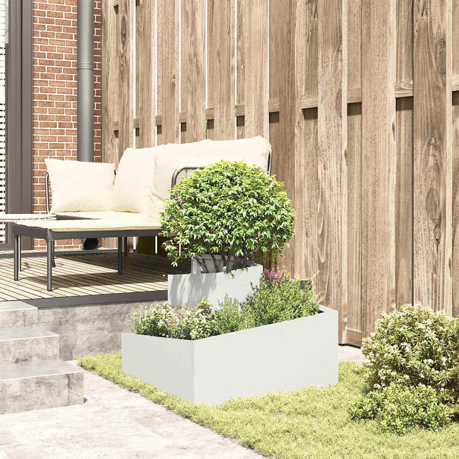 Tuin Bloempot Wit 60 x 60 x 50 cm Koudgewalst staal