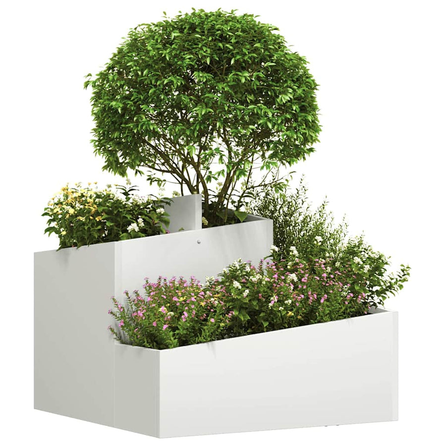 Tuin Bloempot Wit 60 x 60 x 50 cm Koudgewalst staal