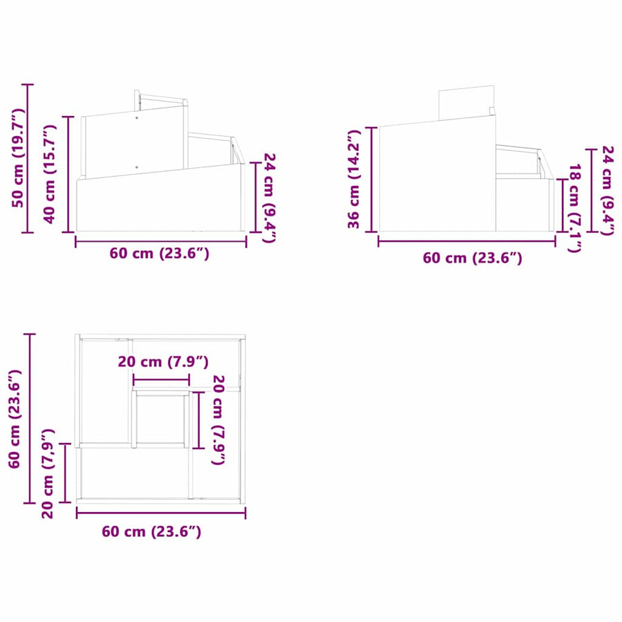 Tuin Bloempot Antraciet 60 x 60 x 50 cm Koudgewalst staal
