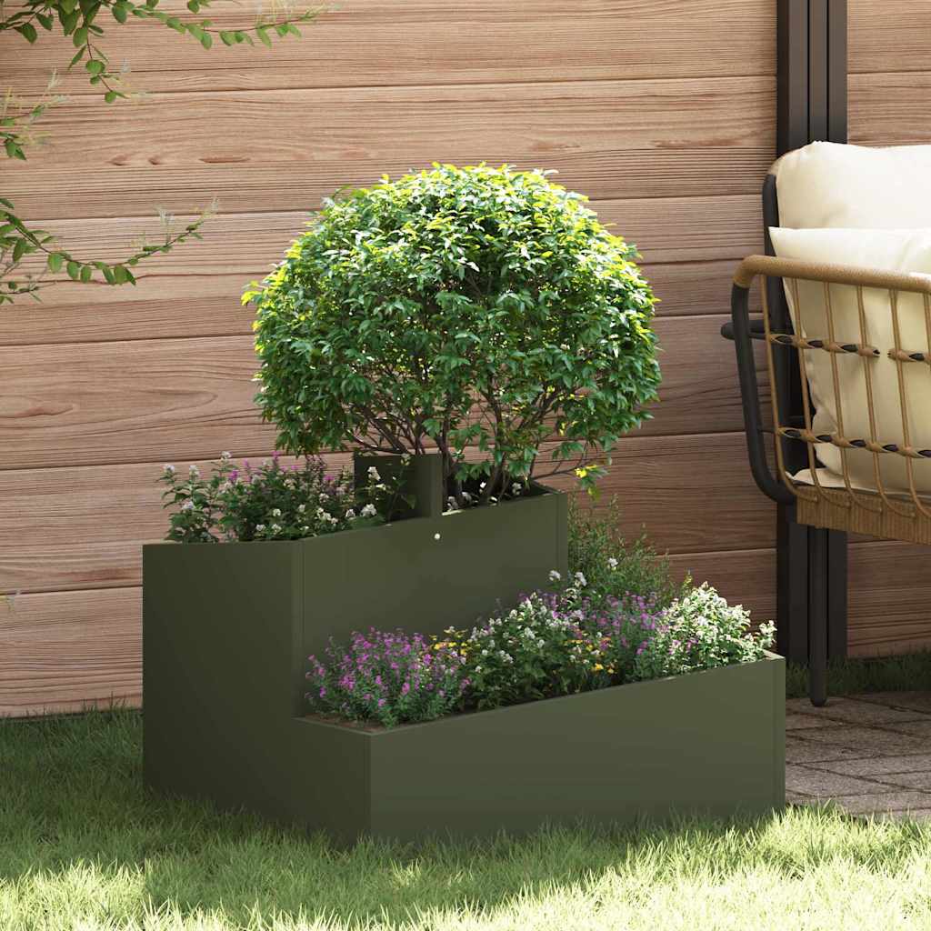 Tuin Bloempot Olijf Groen 60 x 60 x 50 cm Koudgewalst staal