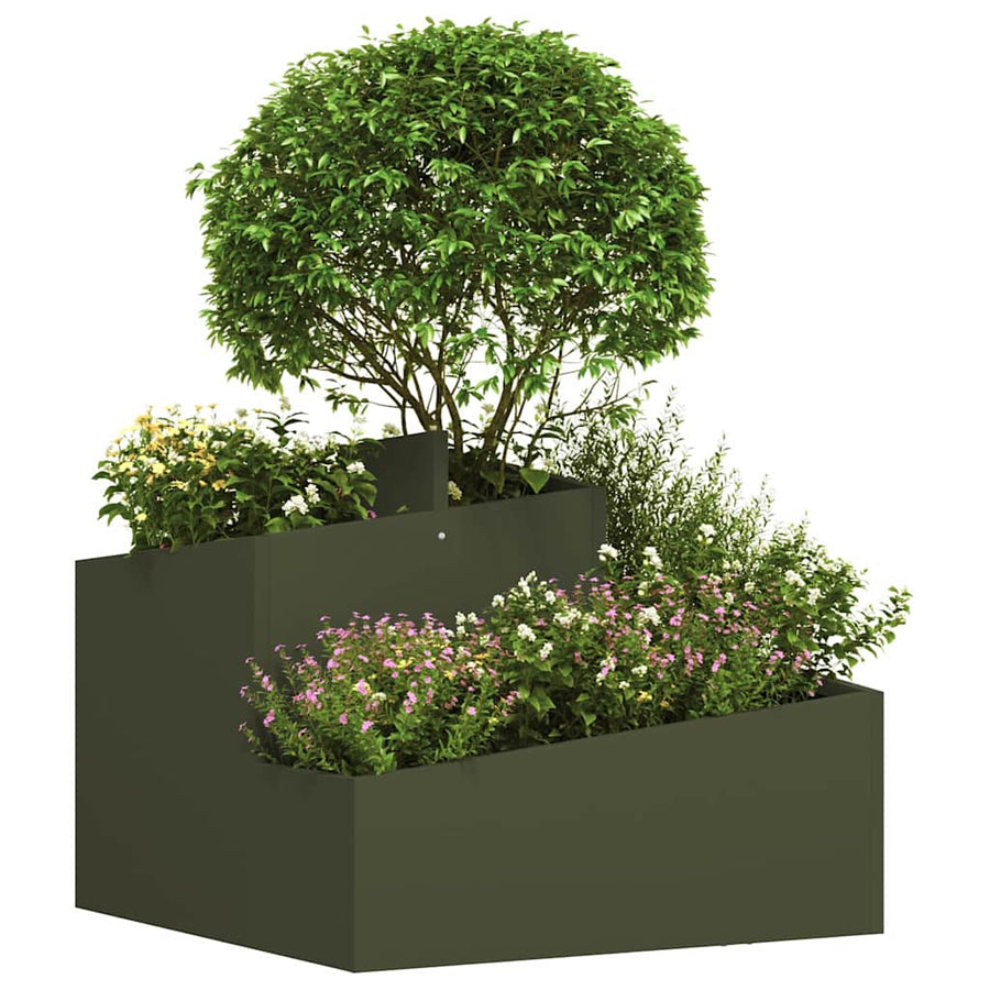 Tuin Bloempot Olijf Groen 60 x 60 x 50 cm Koudgewalst staal