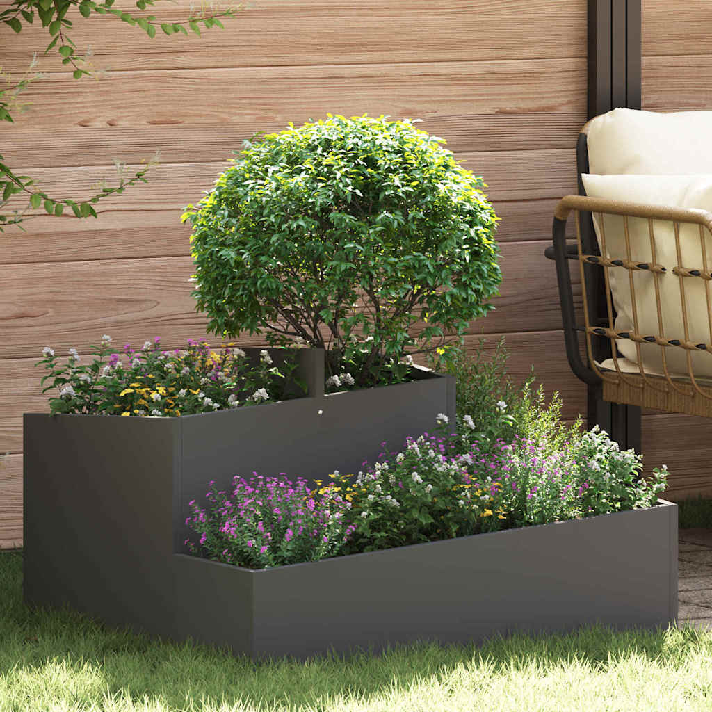 Tuin Bloempot Zwart 80 x 80 x 50 cm Koudgewalst staal