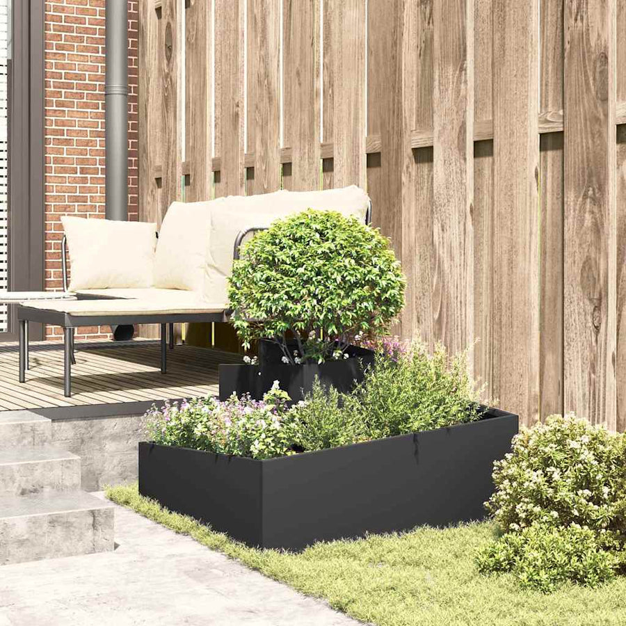 Tuin Bloempot Zwart 80 x 80 x 50 cm Koudgewalst staal