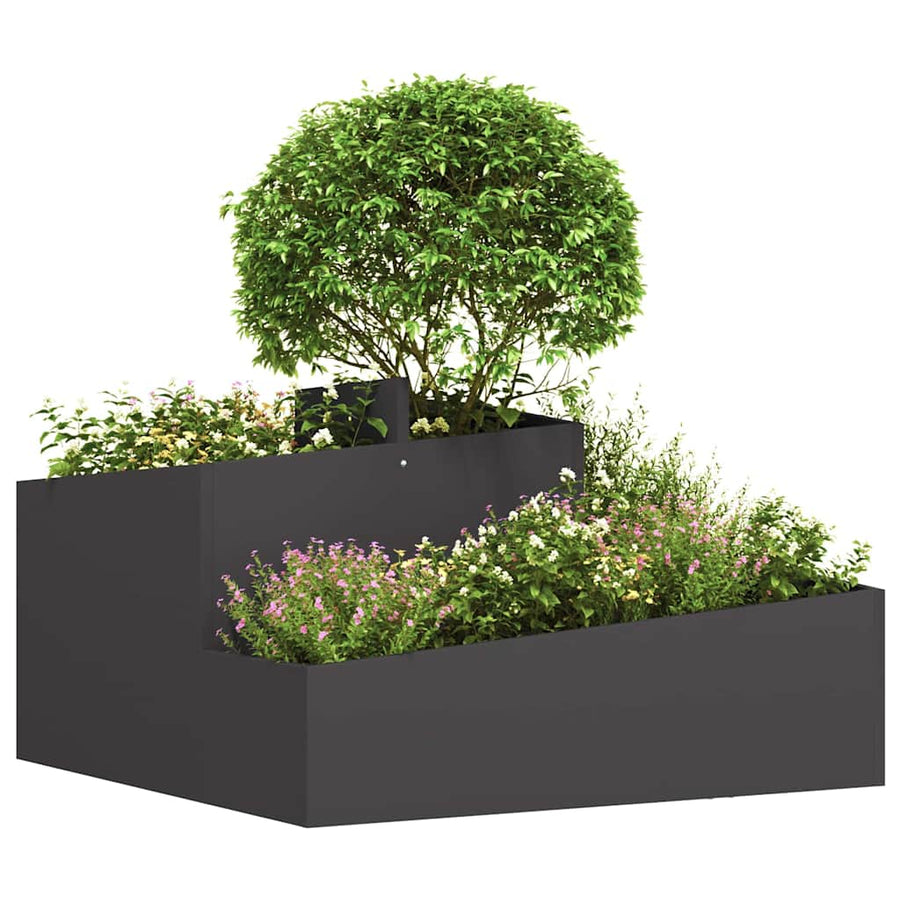 Tuin Bloempot Zwart 80 x 80 x 50 cm Koudgewalst staal