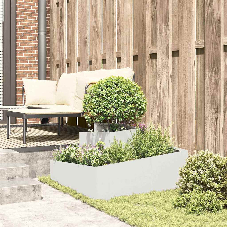 Tuin Bloempot Wit 80 x 80 x 50 cm Koudgewalst staal