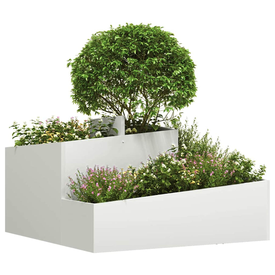 Tuin Bloempot Wit 80 x 80 x 50 cm Koudgewalst staal