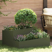 Bloempot 80x80x50 cm koudgewalst staal olijfgroen