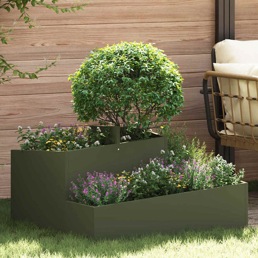 Tuin Bloempot Olijf Groen 80 x 80 x 50 cm Koudgewalst staal