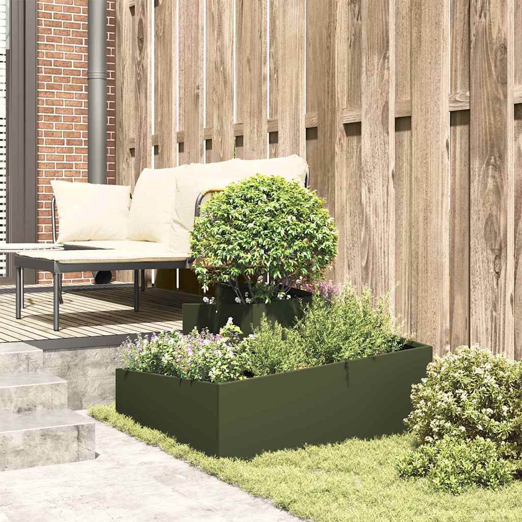 Tuin Bloempot Olijf Groen 80 x 80 x 50 cm Koudgewalst staal