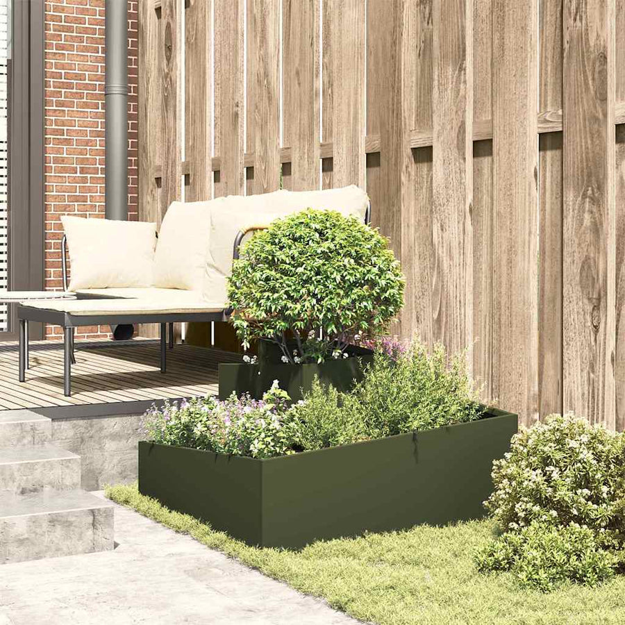 Tuin Bloempot Olijf Groen 80 x 80 x 50 cm Koudgewalst staal
