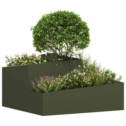 Tuin Bloempot Olijf Groen 80 x 80 x 50 cm Koudgewalst staal