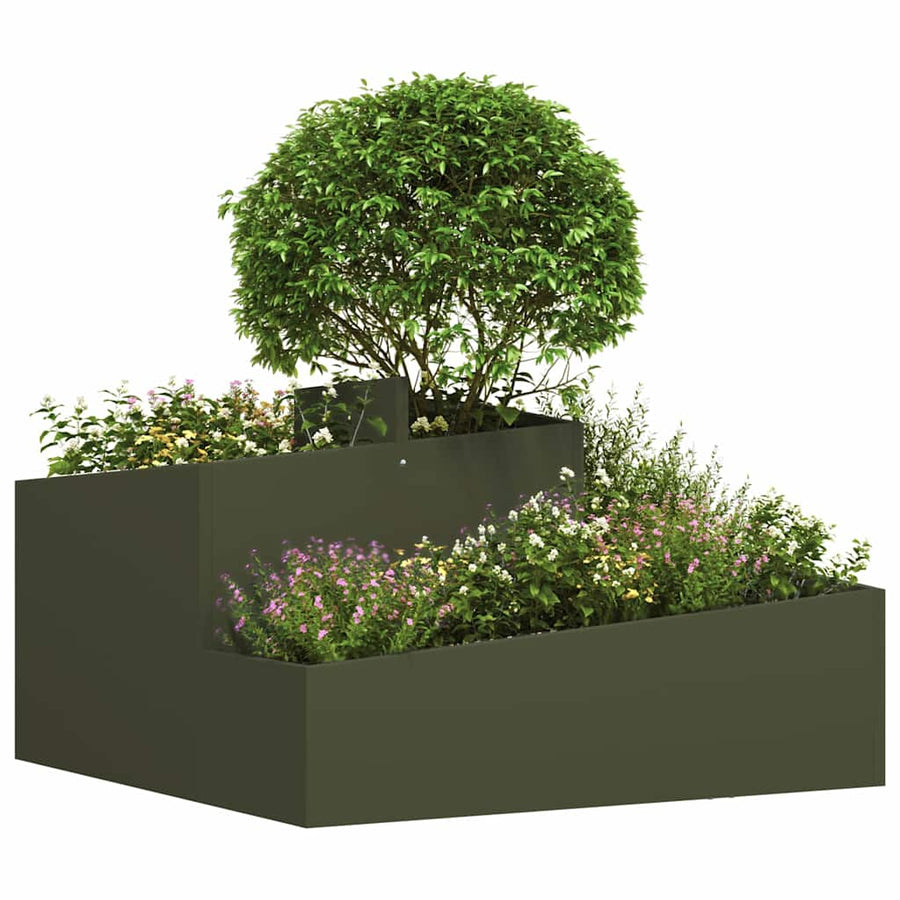 Tuin Bloempot Olijf Groen 80 x 80 x 50 cm Koudgewalst staal