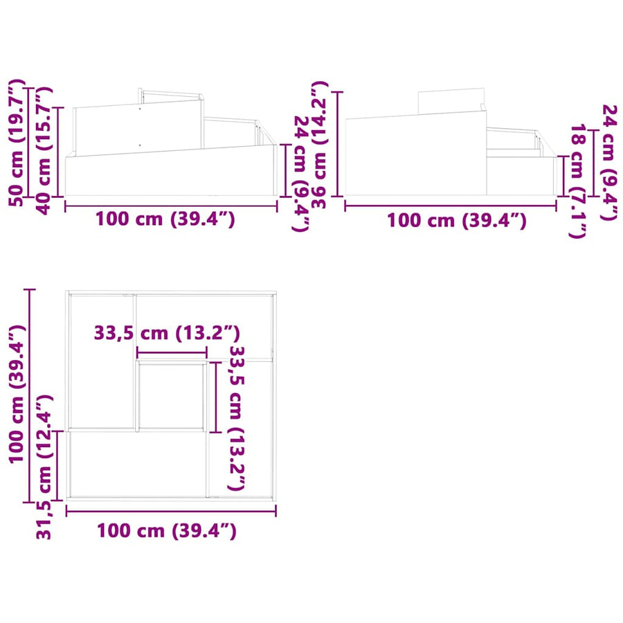 Tuin Bloempot Zwart 100 x 100 x 50 cm Koudgewalst staal