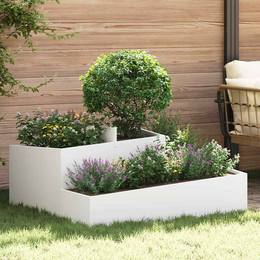 Tuin Bloempot Wit 100 x 100 x 50 cm Koudgewalst staal