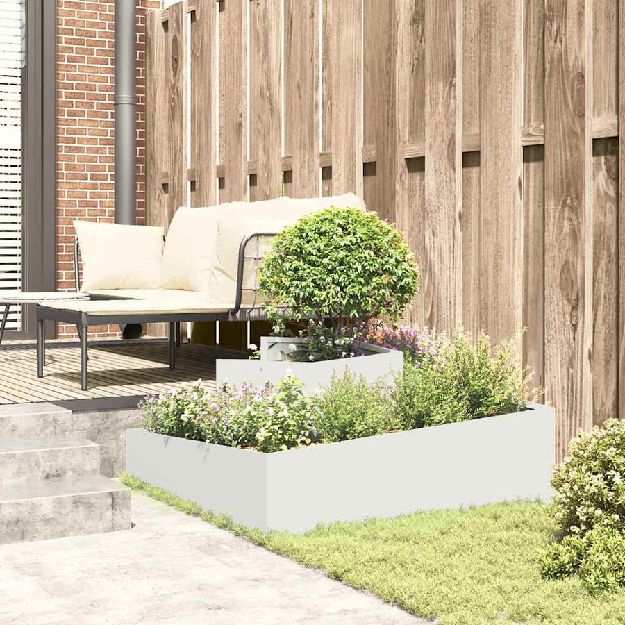 Tuin Bloempot Wit 100 x 100 x 50 cm Koudgewalst staal
